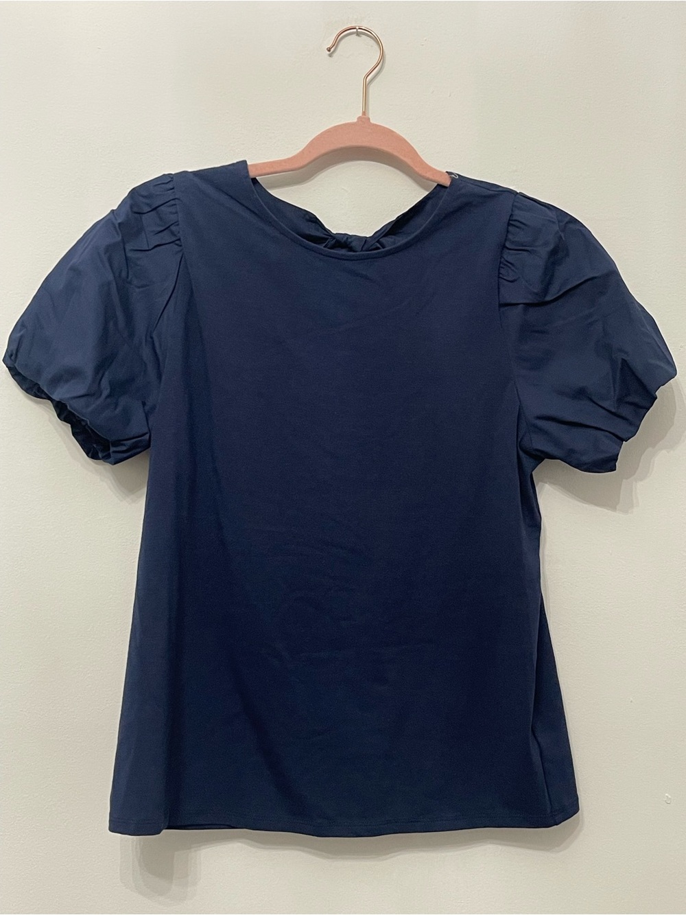 crown & ivy Navy Puff-Sleeve Top